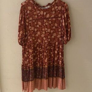 Medium, Floral Print, Mid Length Sleeve Dress